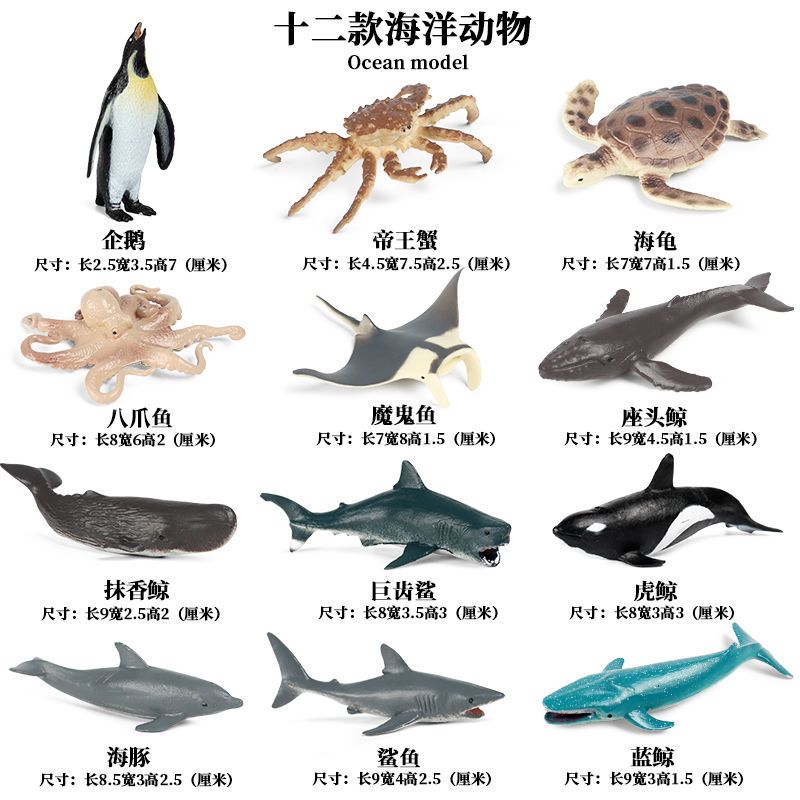 影版大号沧龙模型仿真动物史前海洋生物巨齿鲨鱼恐龙玩具男孩套装 迷你海洋生物12只装