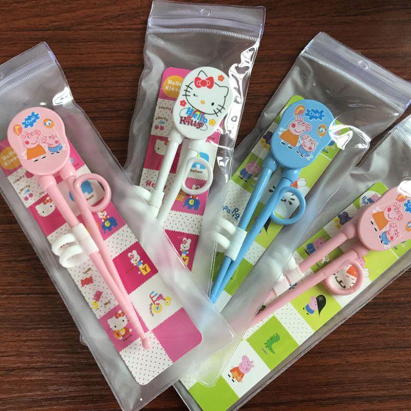 (两件起拍，一件不)小猪佩奇幼儿童树脂学习训练筷韩国餐具套装辅食碗宝宝筷子卡通
