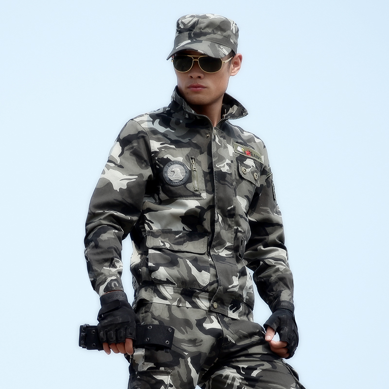 林中鸟秋冬黑白灰迷彩服套装男纯棉加厚军迷特种兵军装作训
