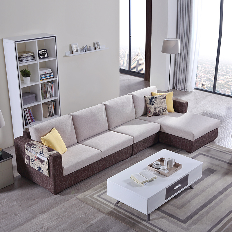 左右布艺沙发可拆洗简约现代大户型客厅家具转角带贵妃位组合dzy2509