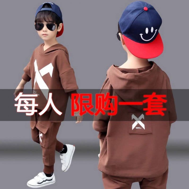 [促销]童装男童套装秋装2018新款中大童韩版卫衣两件套春秋儿童帅气潮衣图片