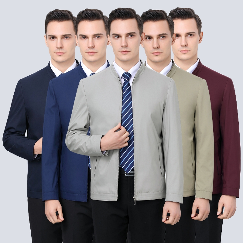免费试穿 2026春秋季新款夹克男翻领拉链政务茄克免烫夹克衫青中年男士外套夹克男商务休闲翻领中老年领导干部茄克衫大码男装高清大图