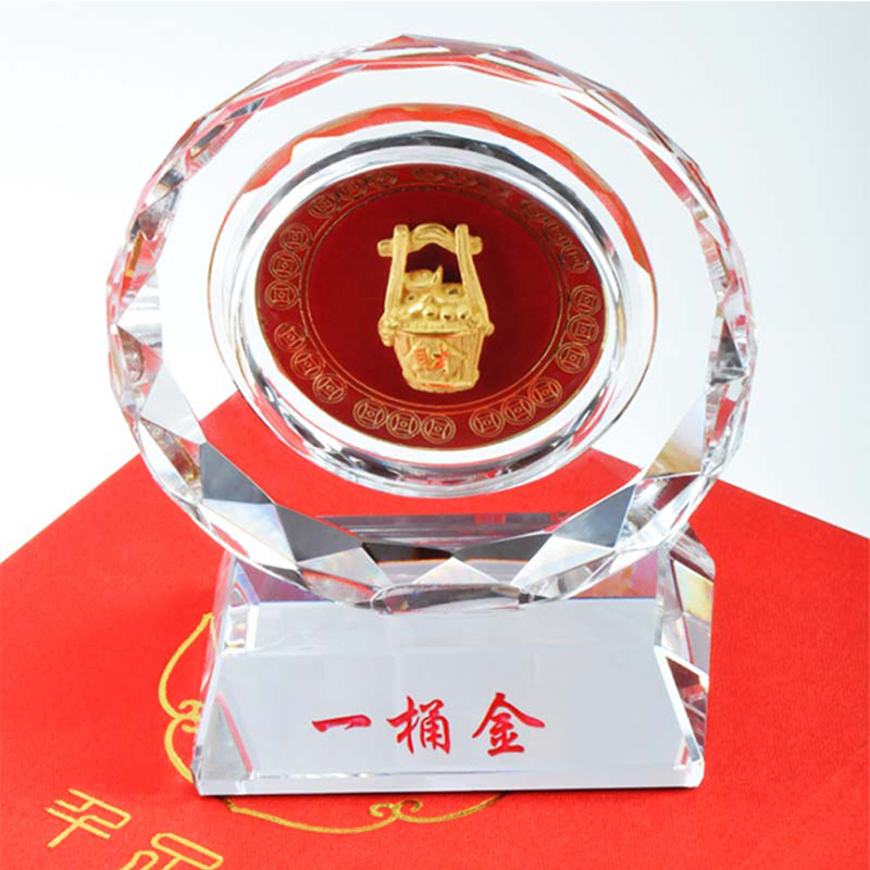 梦克拉Mkela 足金工艺水晶摆件 一桶金 摆件 工艺摆件高清大图