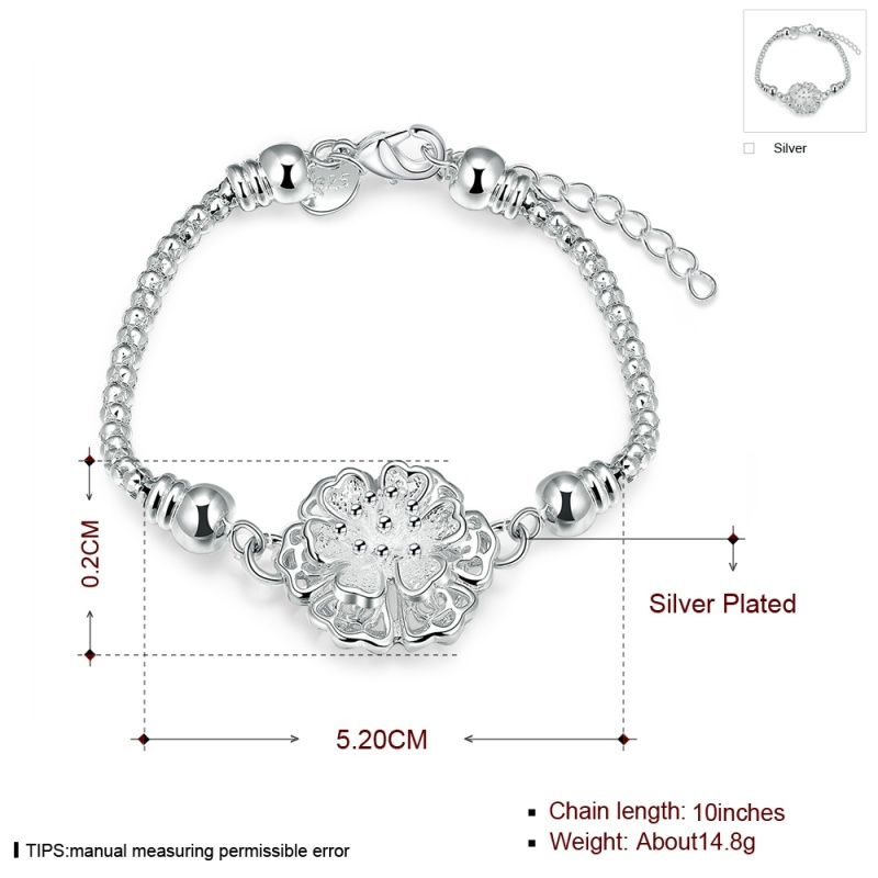 H385 Fashion Bracelet唯美双层花朵手链欧美外贸镀925纯银女首饰送女朋友七夕情人节礼物