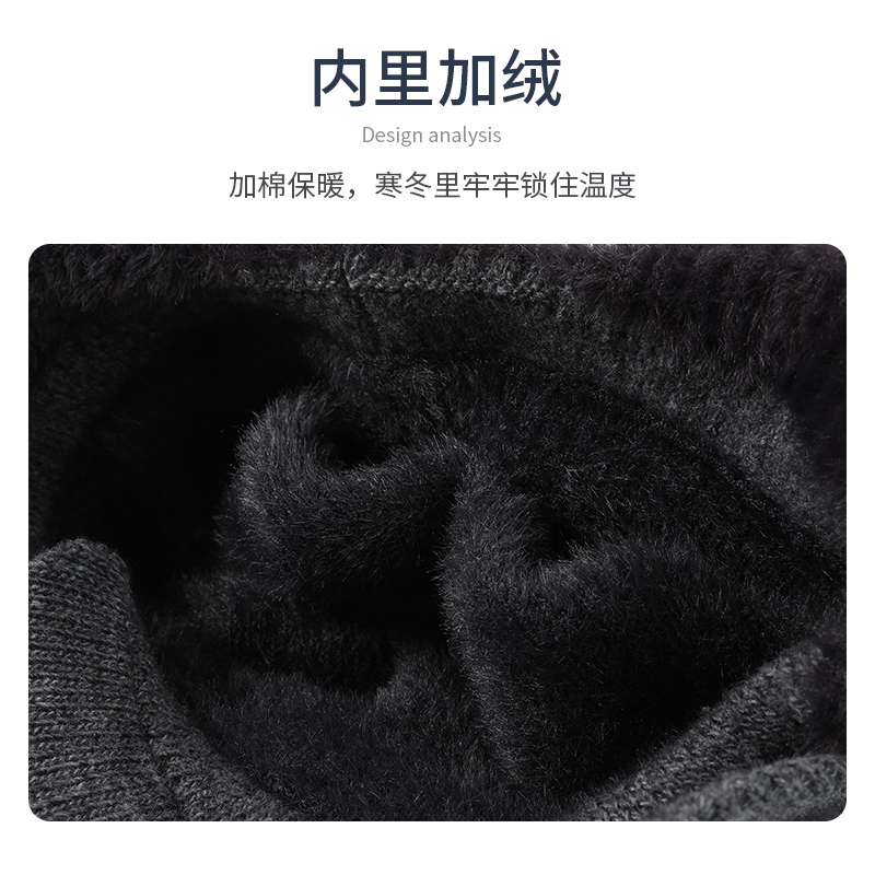 恒源祥帽子男士冬天老年人骑车防风护耳羊毛帽保暖防寒毛线针冬保高清大图