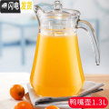 三维工匠耐热高温玻璃凉水壶水杯子创意冷水壶大容量扎壶家用果汁壶 鸭嘴壶1.3L