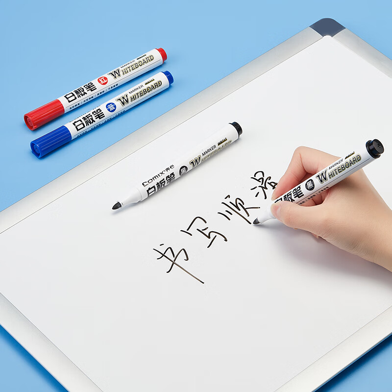 齐心(COMIX) WB717 白板笔粗头彩色红蓝黑三色可擦除水性大容量易擦儿童彩绘涂鸦笔画板写字板加粗教师用办公文具