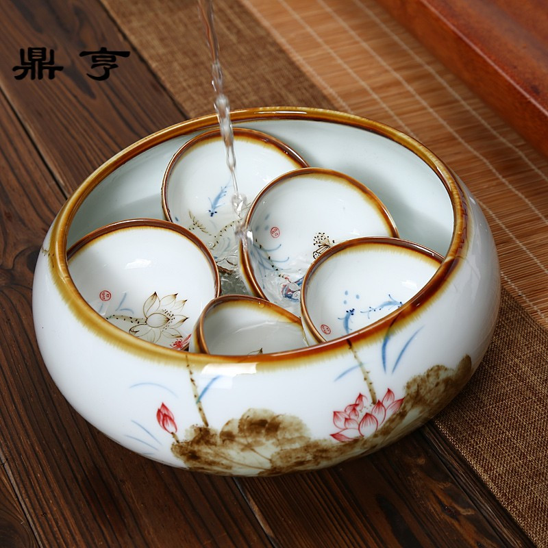 鼎亨茶具套装家用陶瓷功夫茶具6人整套景德镇青花瓷手绘盖碗茶壶