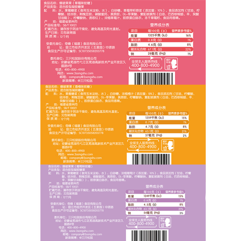 满300减210[三只松鼠_爆破果果40g]葡萄味果汁软糖水果糖橡皮糖爆浆糖喜糖高清大图