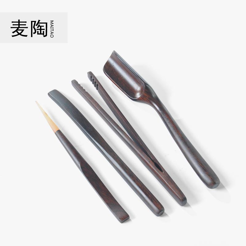 美帮汇手工黑檀道六君子 功夫茶具零配件摆件 茶勺茶针茶夹高清大图
