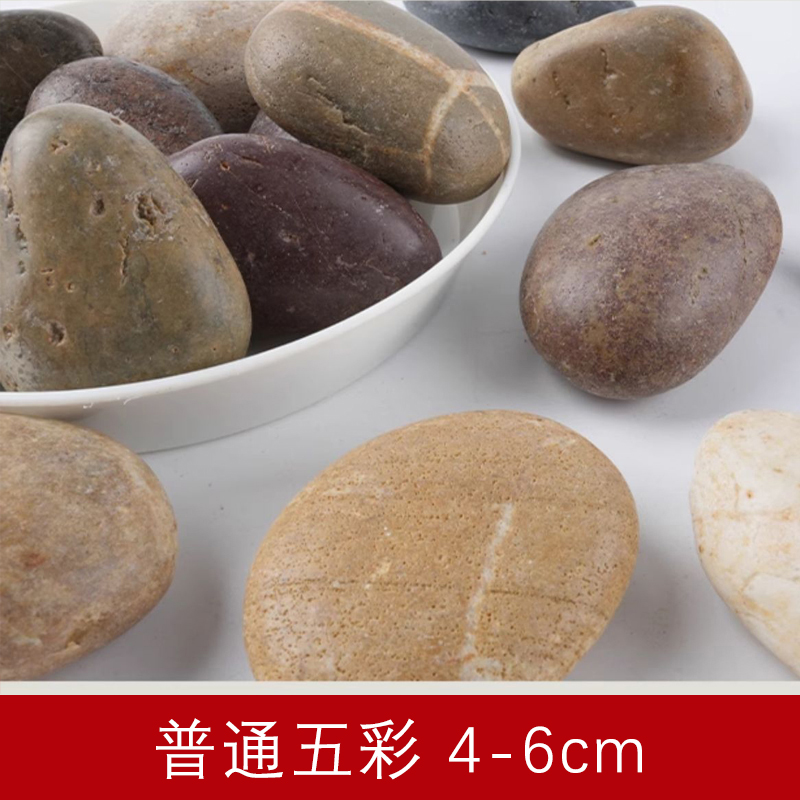 崧境 天然鹅卵石 50斤/袋 普通五彩4-6cm 工程造景庭院装饰铺地花园铺路雨花石高清大图