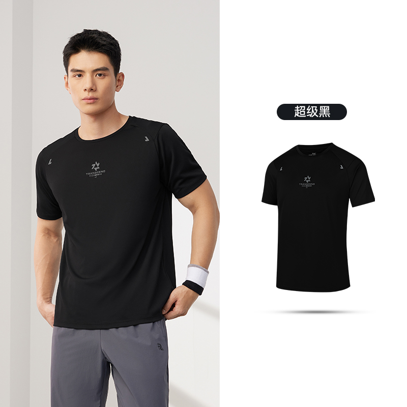 361°运动t恤男款夏季新款速干轻薄男士跑步训练服透气运动短袖 4XL 超级黑