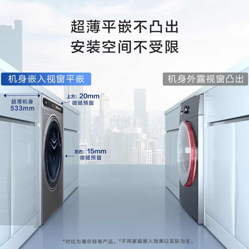 海尔(Haier)滚筒洗衣机10KG大容量 全自动家用 变频525大筒径超薄平嵌智能投放EG100MATESL59S