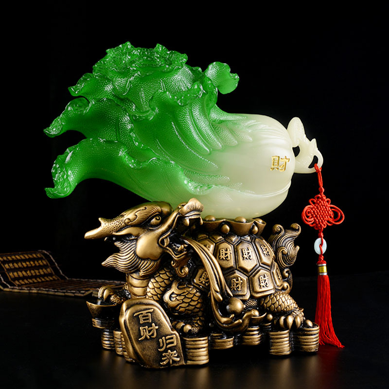 百财归来玉白菜摆件白菜办公室客厅玄关装饰品_玉白菜
