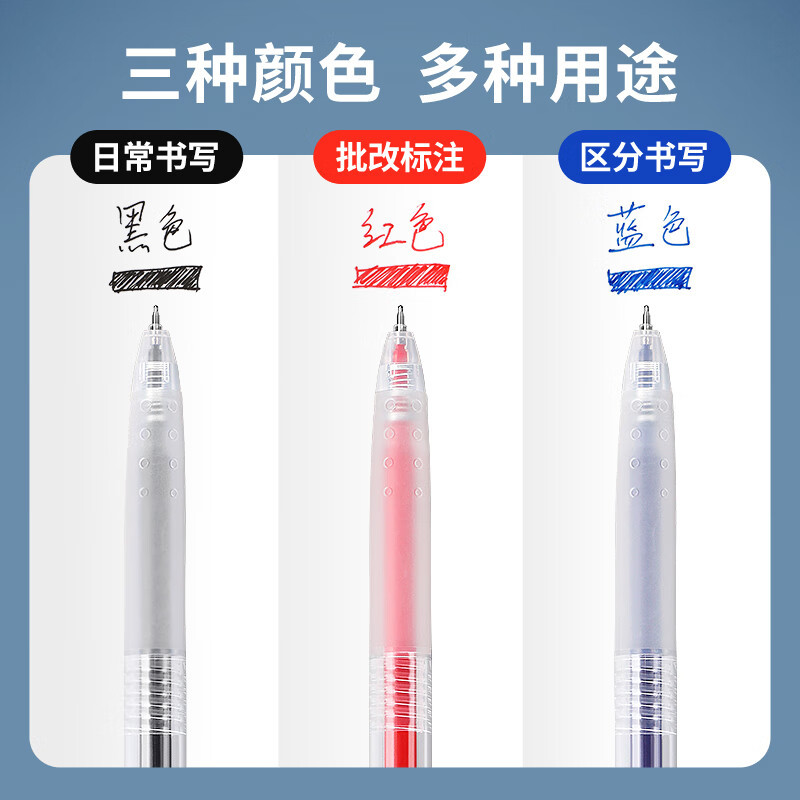 宝克(BAOKE)PC1925 红色 按动中性笔0.5mm ST双珠笔头 学生刷题水笔办公签字笔 12支/盒