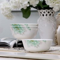 金禹瑞美REMEC 碗 面碗6英寸4个装 绿波骨瓷碗 米饭碗 汤碗 陶瓷碗 碗 饭碗 泡面碗