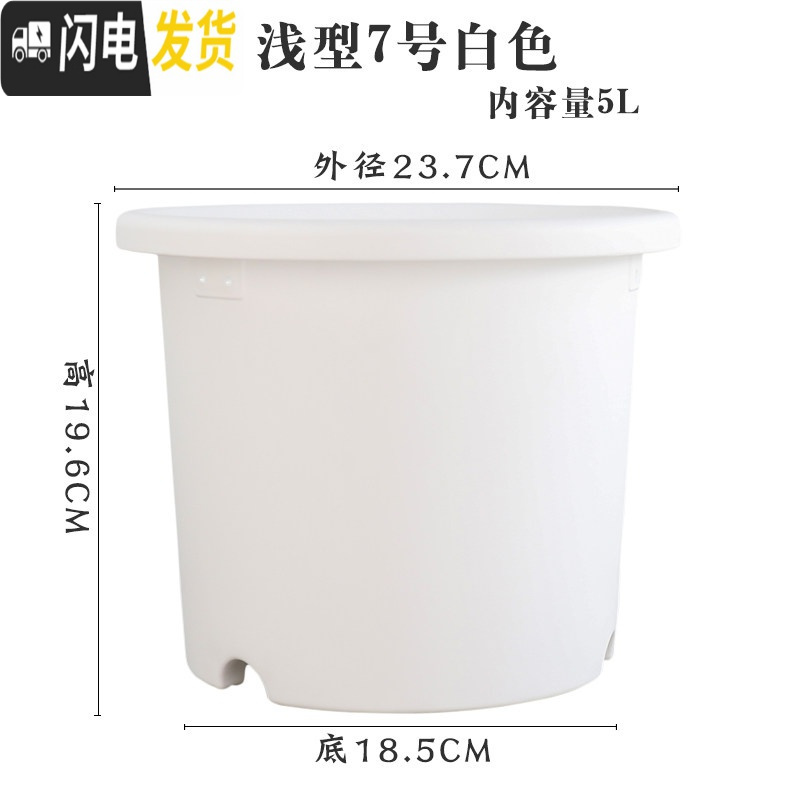 三维工匠加厚加仑盆树脂控根绿萝绣球月季种植盆爱丽丝圆口塑料花盆 7号浅型白色（单花盆） 中等