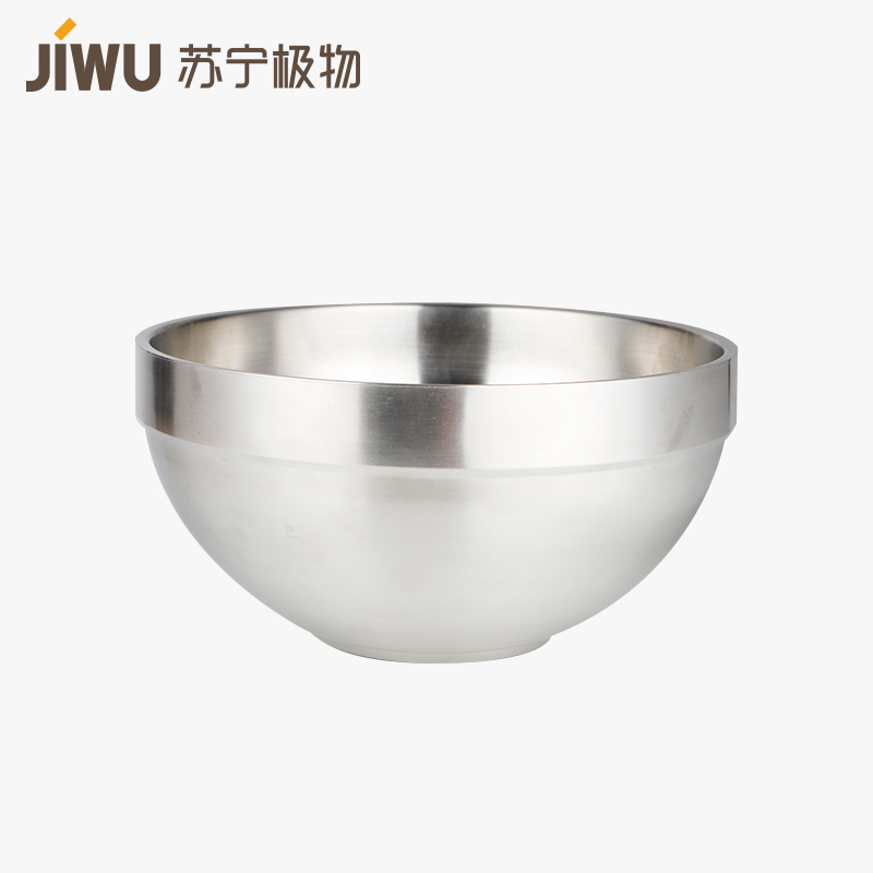 苏宁极物 304不锈钢沙拉碗家用双层隔热防烫儿童学生成人米饭碗小碗防摔食堂餐具高清大图