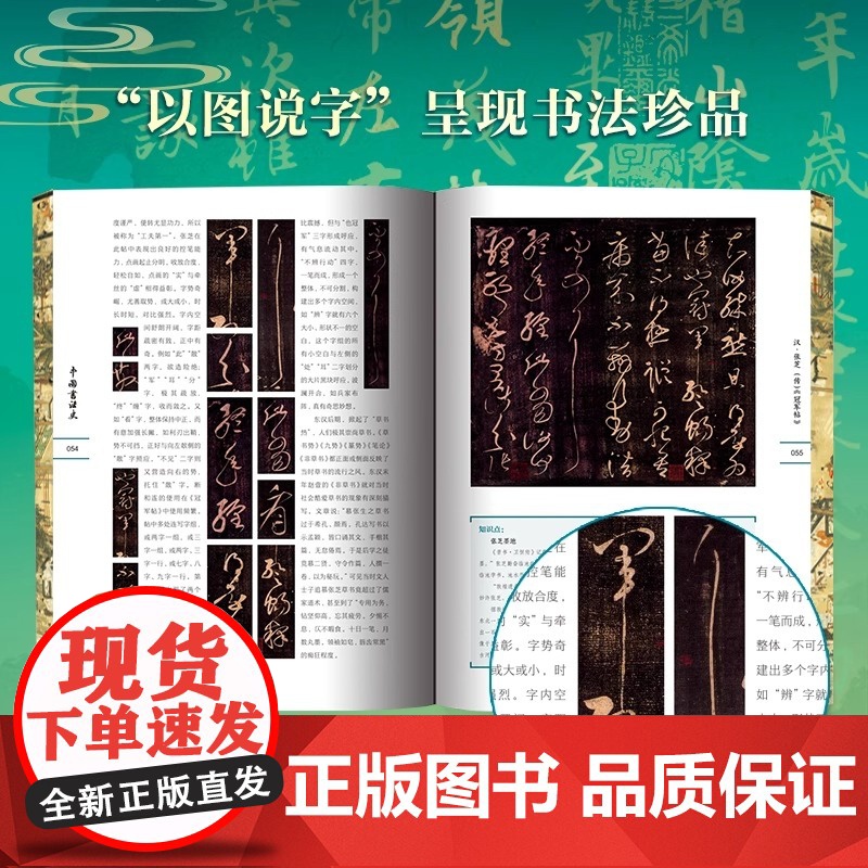 中国书法史 艺术刷边赠藏书票+拉页+黑金帆布袋 传世名作精讲鉴赏彩图字帖碑帖甲骨文金文小篆楷书行书隶书草书王羲之历代名家高清大图