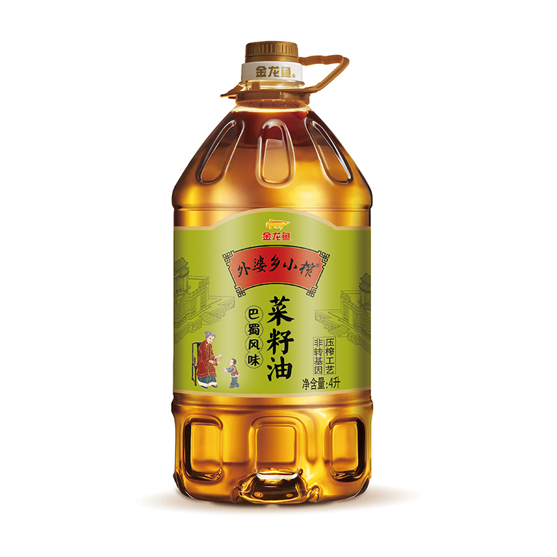金龙鱼外婆乡小榨巴蜀风味菜籽油4L非转压榨 食用油炒菜烹饪煎炸家庭装桶装