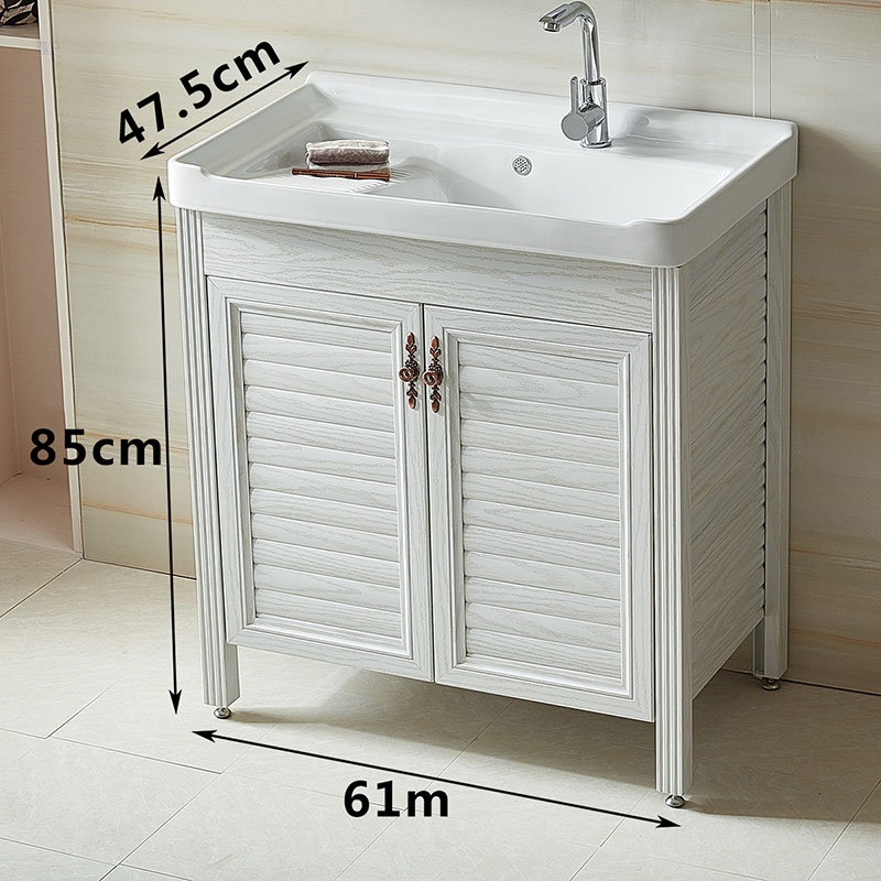 铝合金浴室柜洗衣柜带搓板阳台落地洗手盆柜组合室外洗衣槽水池台60cm