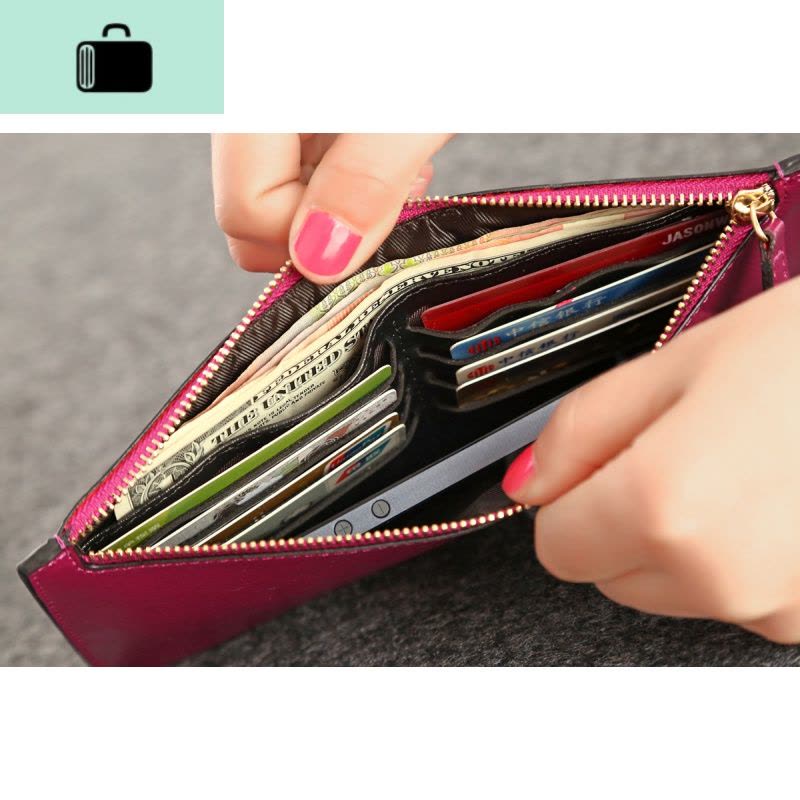 新款韩版女士长款钱包拉链超薄款软牛皮钱夹简约ins手拿包学生潮NEW LAKE图片