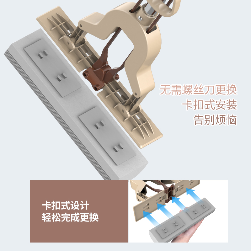 正品太太乐海绵拖把家用免手洗对折拖把胶棉大号卫生间吸水拖把高清大图