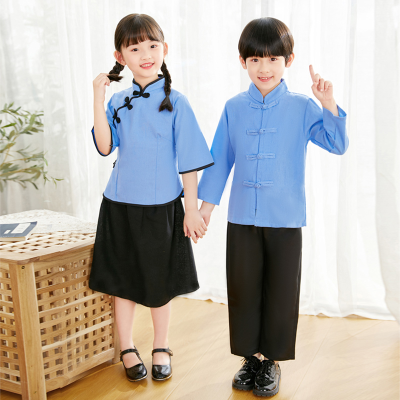 儿童民国风学生装合唱演出服装女童中山装民国五四青年朗诵秋装女女款