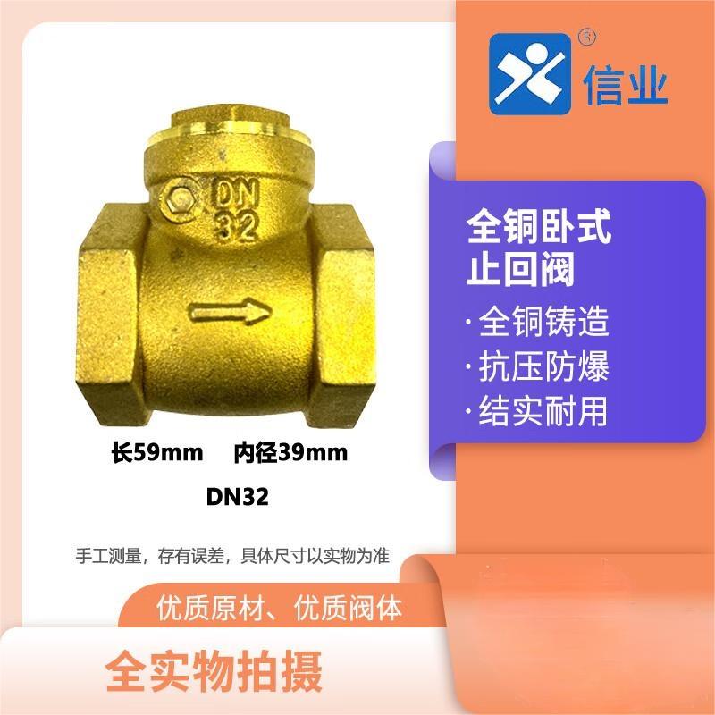 信业 全铜卧式止回阀 黄铜止水阀 单向阀逆止阀水表止逆阀高清大图