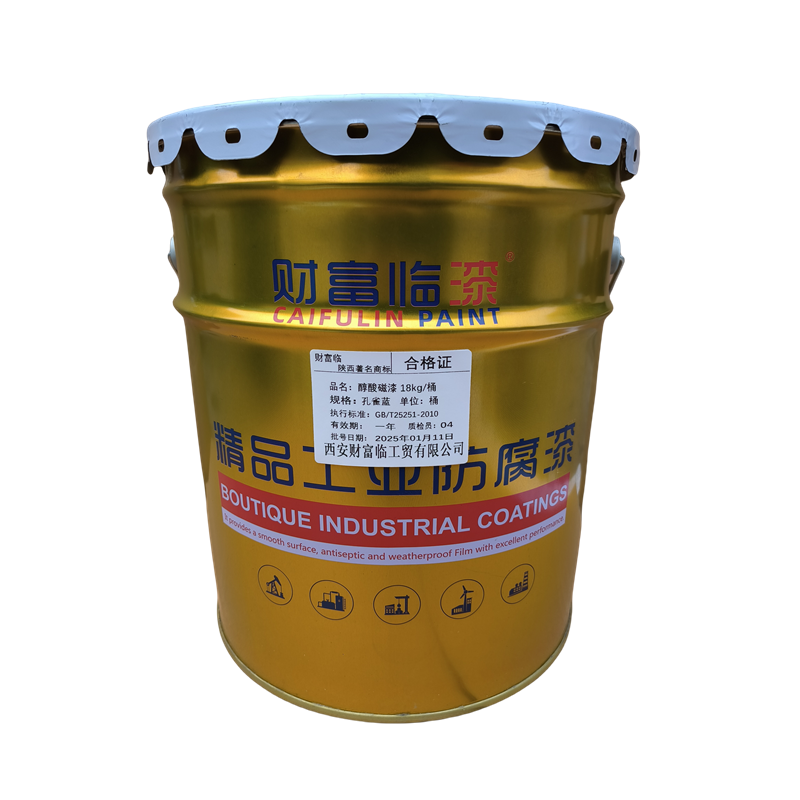 财富临 醇酸磁漆 18kg/桶 孔雀蓝 桶高清大图