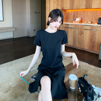 [1折价46.9元叠加优惠券]唐狮连衣裙中长款女夏新款韩版圆领时尚百搭气质连衣裙潮