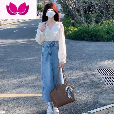 七斓早春季新款女装盐系穿搭御姐轻熟时尚减龄牛仔半身裙职业套装 两件套茶系穿搭一整套冬装/韩剧/茶系穿搭一整套微胖/韩剧女主 L