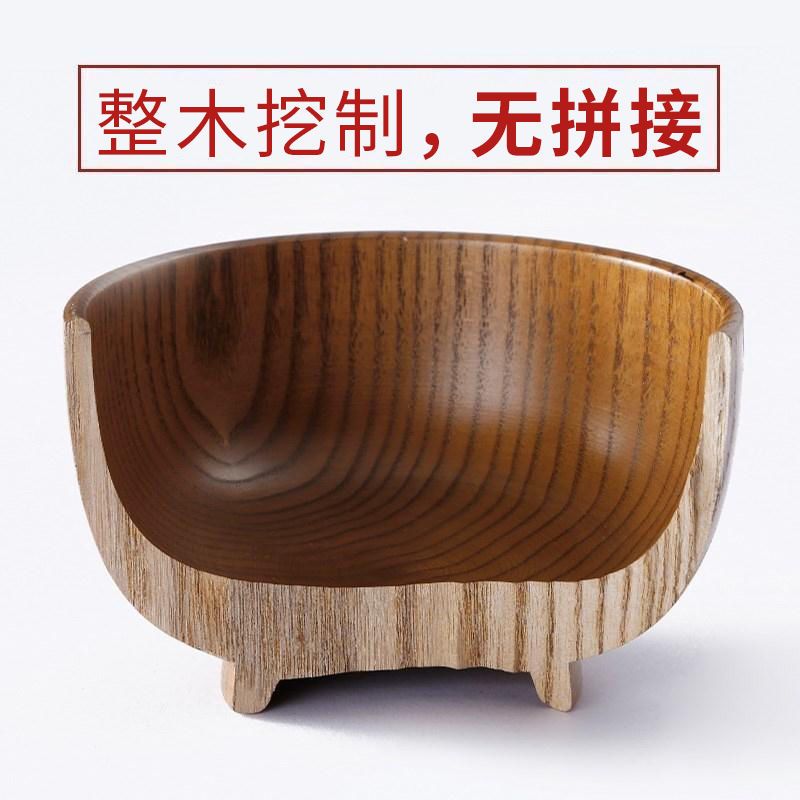 实木酸枣木碗儿童宝宝成人小饭碗大号汤碗木头碗复古家用餐具套装 款1