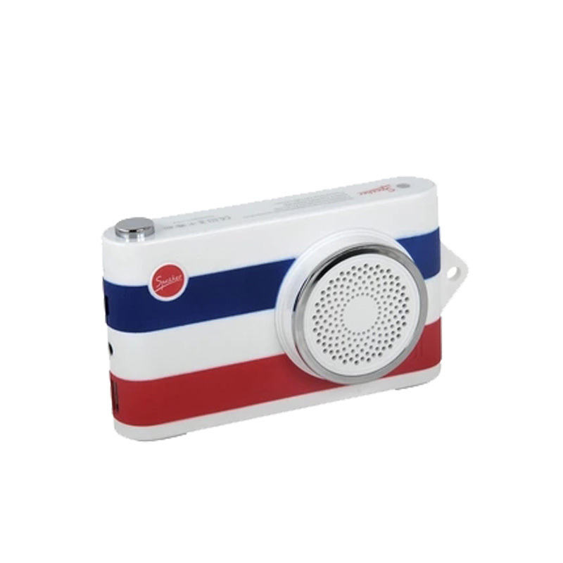 蓝牙音箱 新款相机 柯喜星多功能音箱移动电源充电宝2.0声道按键MP3插卡蓝牙音响 白色彩条