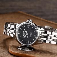 天梭(TISSOT)瑞士手表 商务经典简约百搭酷黑表盘日期显示 力洛克系列钢带女士机械表T41.1.183.54 礼物