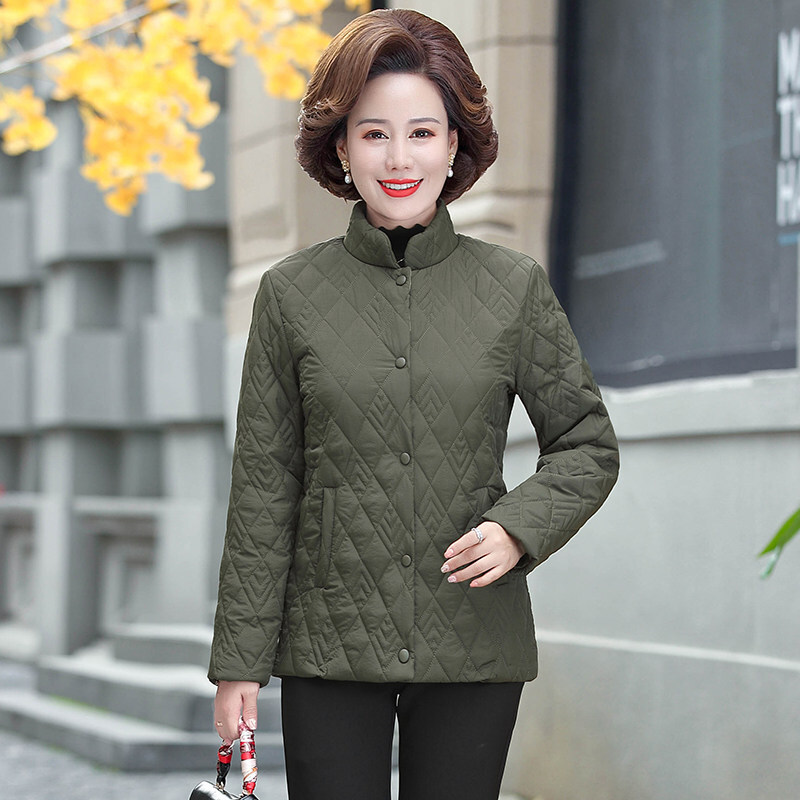 迪鲁奥（DILUAO)羽绒服中老年女秋冬小外套短款洋气大码50岁妈妈装2021新款 XL参考(90-105斤) 军绿