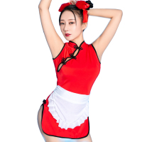 欲之诱惑情趣内衣古典旗袍套装高开叉包臀复古制服诱惑女性感睡裙紧身斜襟超短裙情趣_264