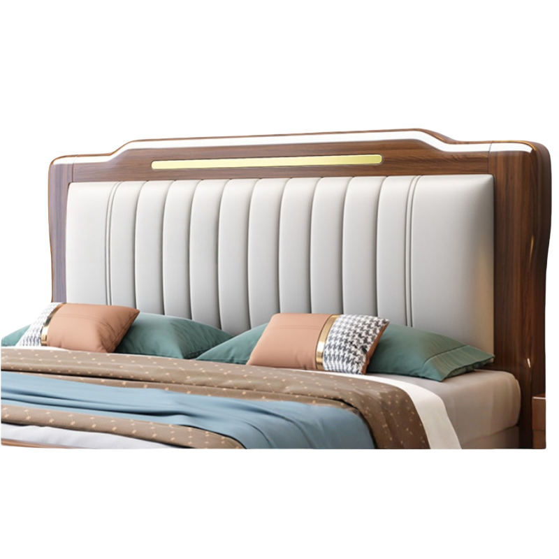 演发 实木床+柜+垫 1.8m 套高清大图