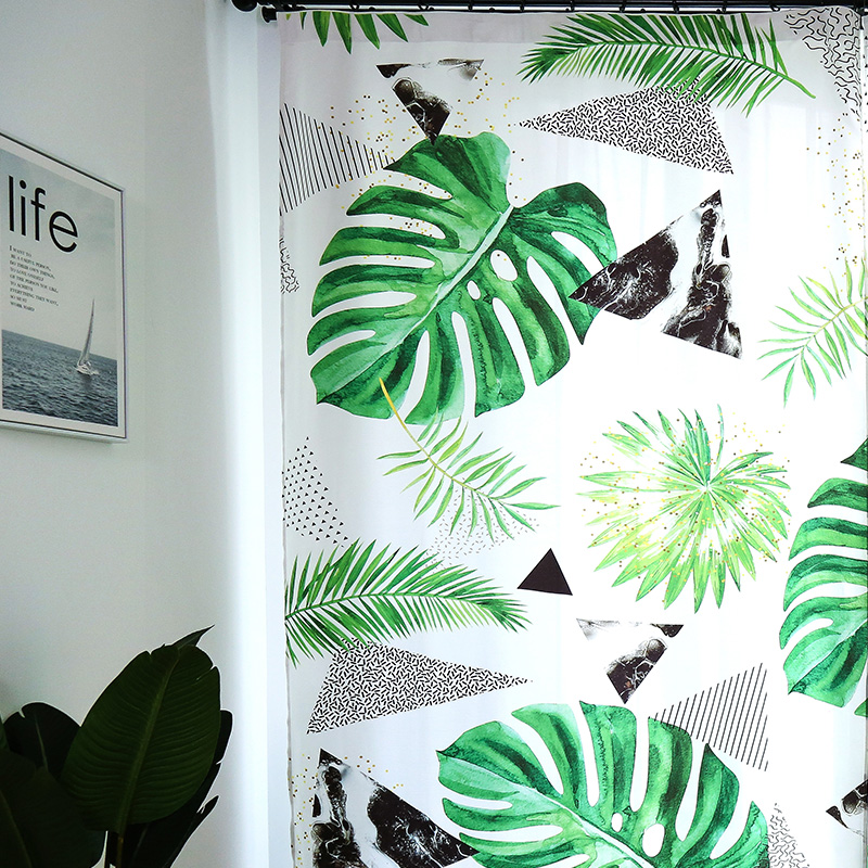 北欧ins客厅绿色植物窗帘成品火烈鸟小清新卧室公主风窗帘布 公主粉火烈鸟窗帘B款 宽3高2.6挂钩【高度免费改短】