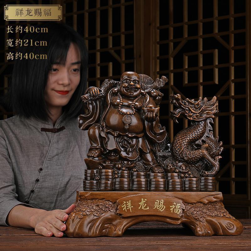 美帮汇大号弥勒佛摆件大肚弥勒佛像骑龙笑佛供奉家用客厅财源滚滚高清大图