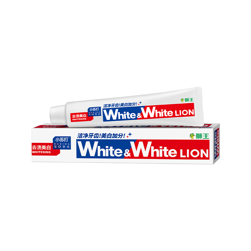 狮王(LION) WHITE&WHITE小苏打元气美白牙膏120g*3支高清大图