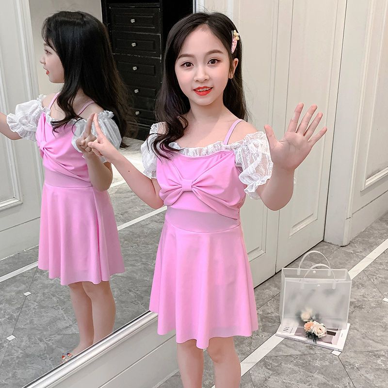 儿童泳衣女童小中大童学生女孩裙式连体公主可爱泡温泉游泳装