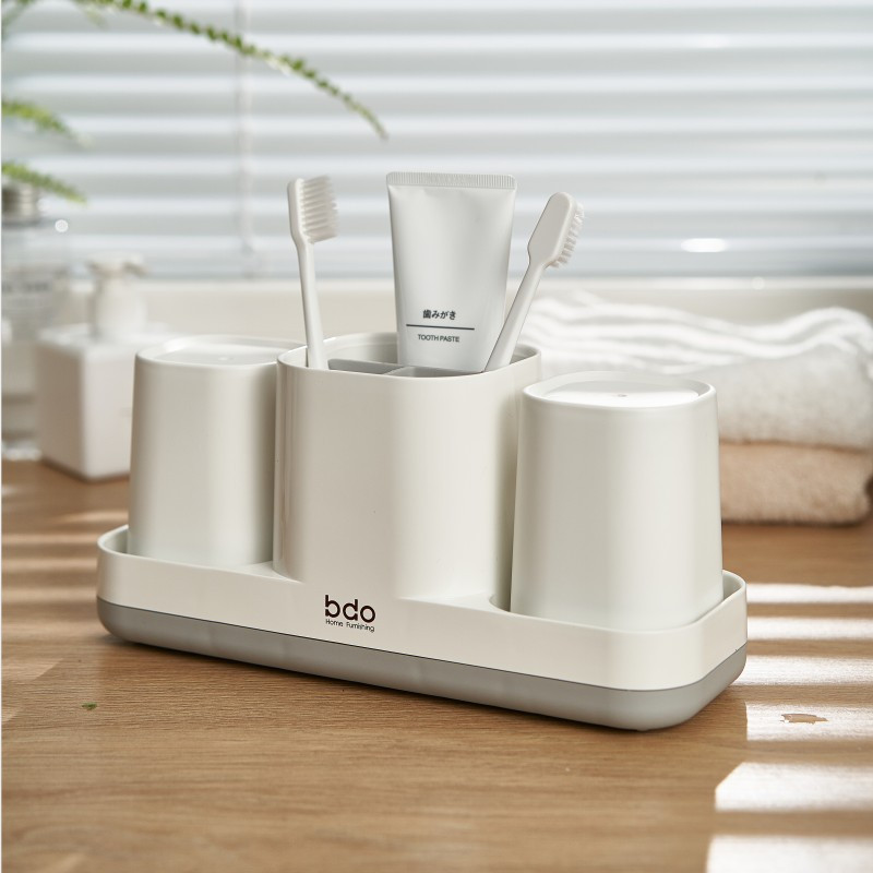 bdo卫生间浴室北欧牙具收纳架洗漱用具套装牙刷架带漱口杯情侣杯三维