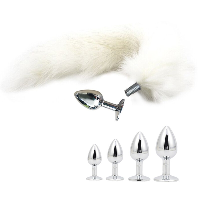 金属肛塞可拆卸狐狸尾巴带骨架定型外出女后庭猫狗尾巴SM成人自玩慰激情玩具情趣用品大 白色可拆卸无定型款 迷你小号头