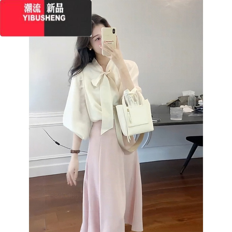 YIBUSHENG春季女装2024茶系穿搭一整套时尚小香风气质成熟御姐套装连衣裙子