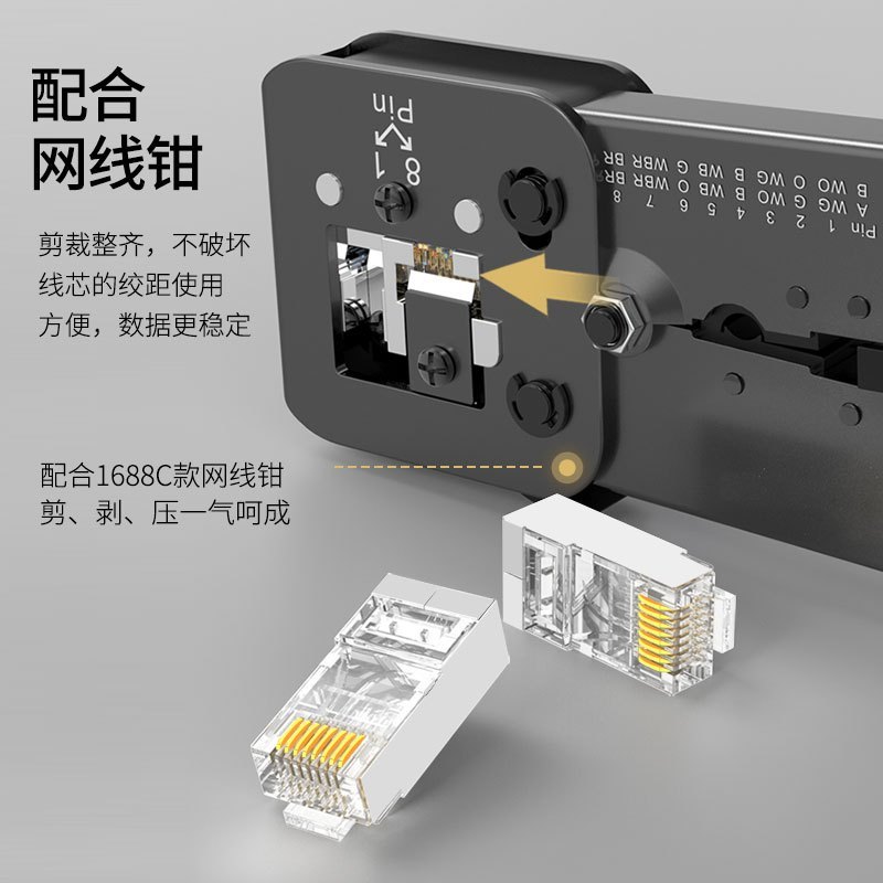 万级(WANJEED)六类穿孔式水晶头Cat6类千兆通孔式网线接头rj45网络连接器8P8C水晶头 WJ-15231