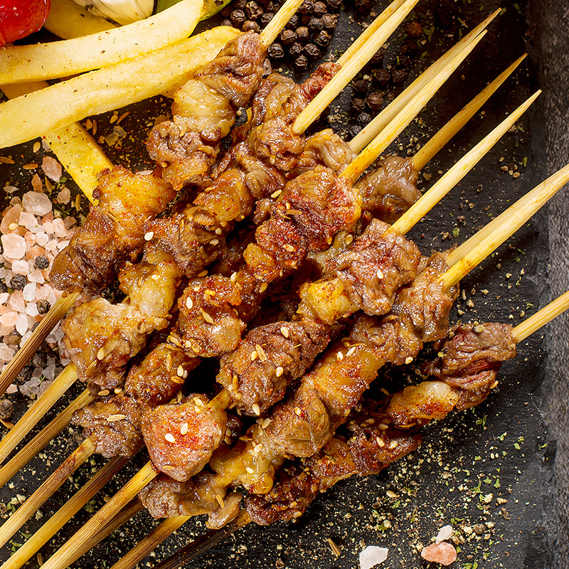 大庄园尚品牛肉烧烤串200g/袋(约10串)腌制BBQ串烧食材半成品 手工串制生鲜牛肉串 烤箱适配高清大图