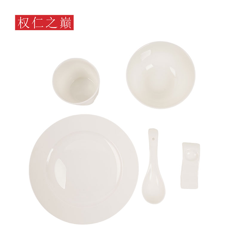权仁之巅 碗碟五件套 浅盘+翅碗+汤勺+茶杯+筷架 套高清大图