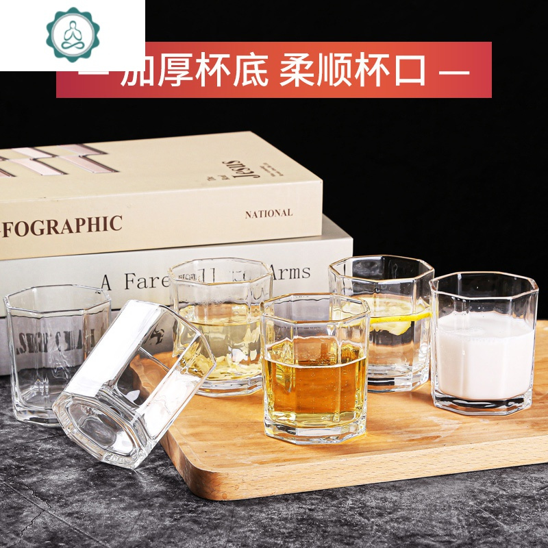 玻璃杯家用杯子水杯套装无盖耐热透明泡茶杯喝水杯酒杯早餐牛奶杯 封后 6只高四方杯+杯架