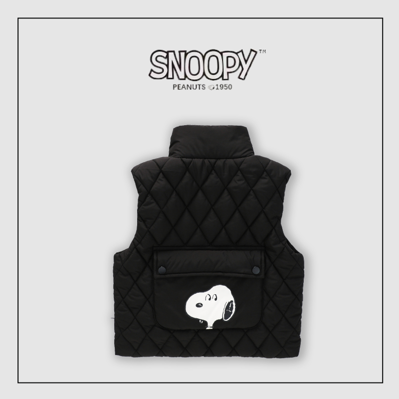 史努比(SNOOPY)童装儿童菱形格大口袋夹棉马甲男女同款秋冬马甲SXM326